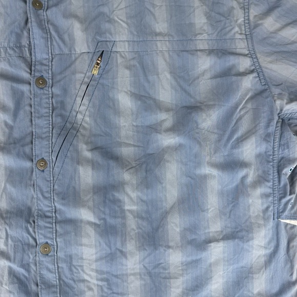 Mountain Hardwear Shirt Mens 2XL Blue Lightweight Short Sleeve Button Up Striped - Picture 2 of 11